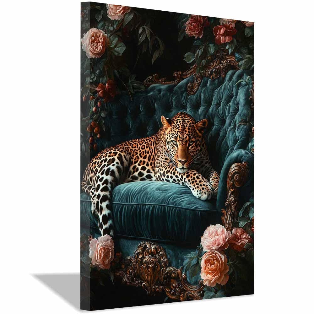 BOHUO Cuadros Modernos Animal Lienzos Leopardo Cuadro Moderno Dormitorio Cocina Cuadros Pared Imágenes Wall Art Prints Decor Grande XXL（Pink 111-40x60cm Enmarcado
