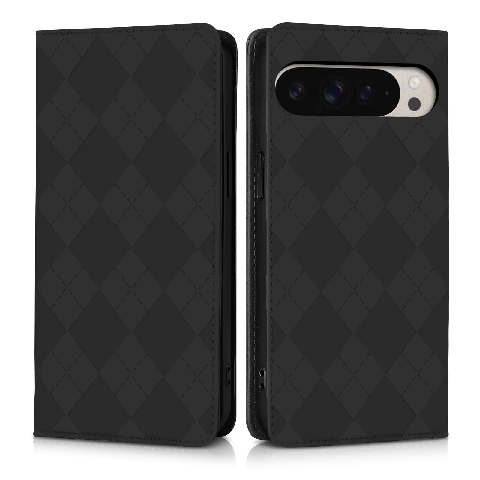 Succtopy ケース 手帳型 向けのGoogle Pixel 10 Pro XL 人気 本革レザー カバー 耐衝撃 TPU素材 携帯カバー 用のグーグルピクセル10プロ XL ケース お洒落 ビジネス 用のpixel10pro xll スマホケース カード収納 マグネット内臓式 スタンド機能 軽量(ブラック)