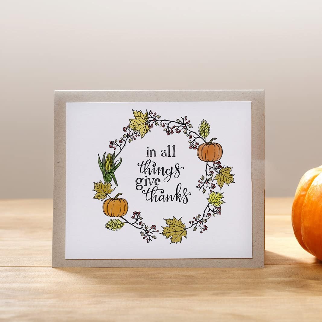 Autumn Fall Thanksgiving Pumpkin Leaves Wreath Clear Stamps for Card Making Scrapbooking Crafting DIY Decorations, Sentiments Words Transparent Silicone Stamps Seal for Embossing Album Crafts
