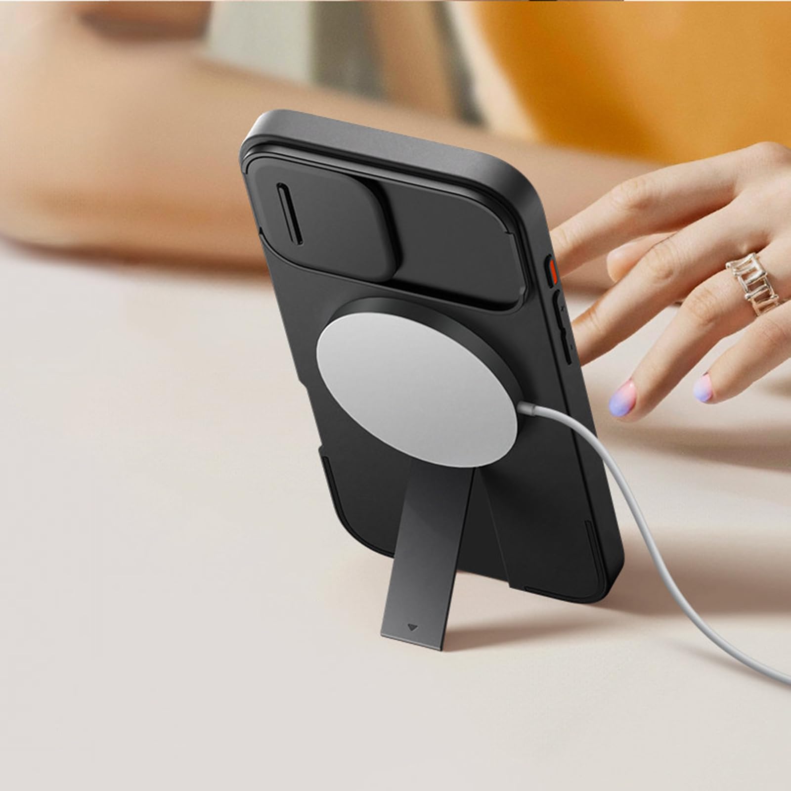 Magnetyczne etui do iPhone'a 17/17 Pro/17 Air/17 Pro Max, składana metalowa podpórka z osłoną ochronną na aparat, powłoka zapobiegająca upadkowi (niebieskie, 17 Air)