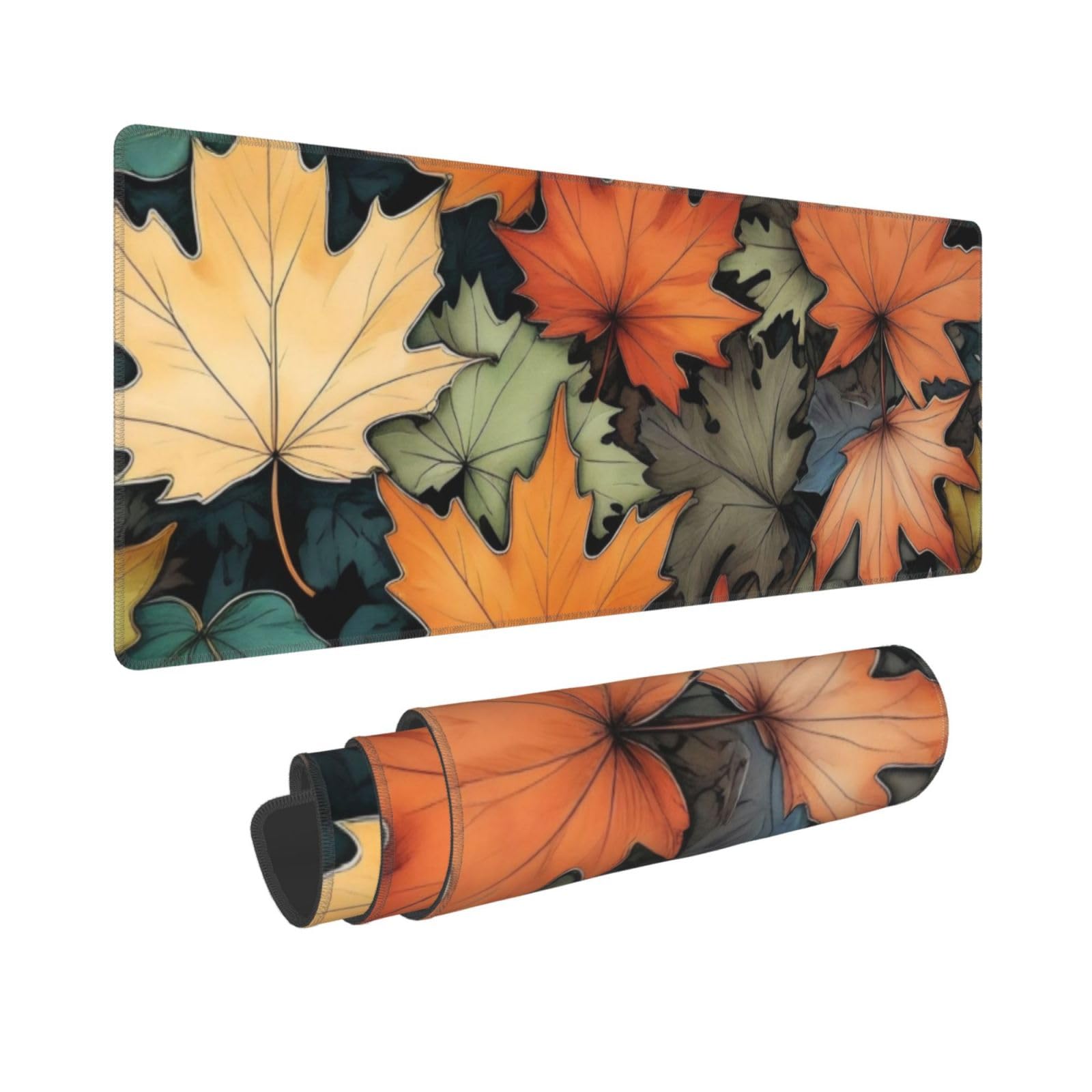 Large Gaming Mouse Pad With Non-Slip Rubber Base, Fall Autumn Leaves Mouse Mat With Stitched Edge, 35.5"x16" Extended Desk Mat For Laptop Desk Pad, Keyboard Pad For Office Desk Protector - View #2