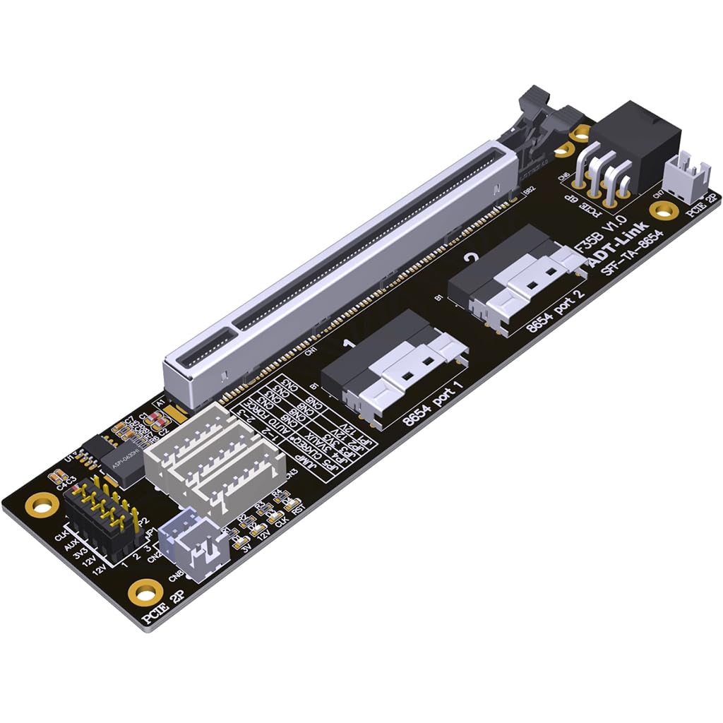 JMT ADT-F34B-F35B PCIE 4.0 x16 to x16 Extension Card Graphics Card Splitter Support 1 to 1/2 Motherboard Bifurcation (F35B)