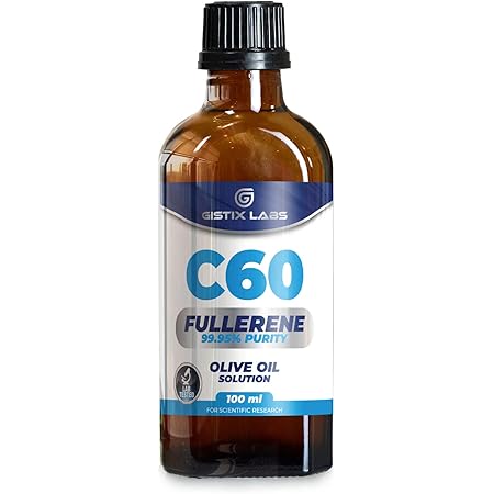 C60 Fullerene 99.9% Purity - Ultra Pure Buckminsterfullerene Solution with Extra Virgin Olive Oil, 100 ml