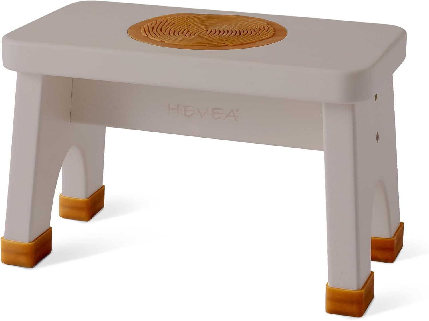 Hevea Kids Step Stool – Natural Rubberwood, Non-Slip Rubber Grip, Danish Design, Easy to Assemble (Warm Grey)