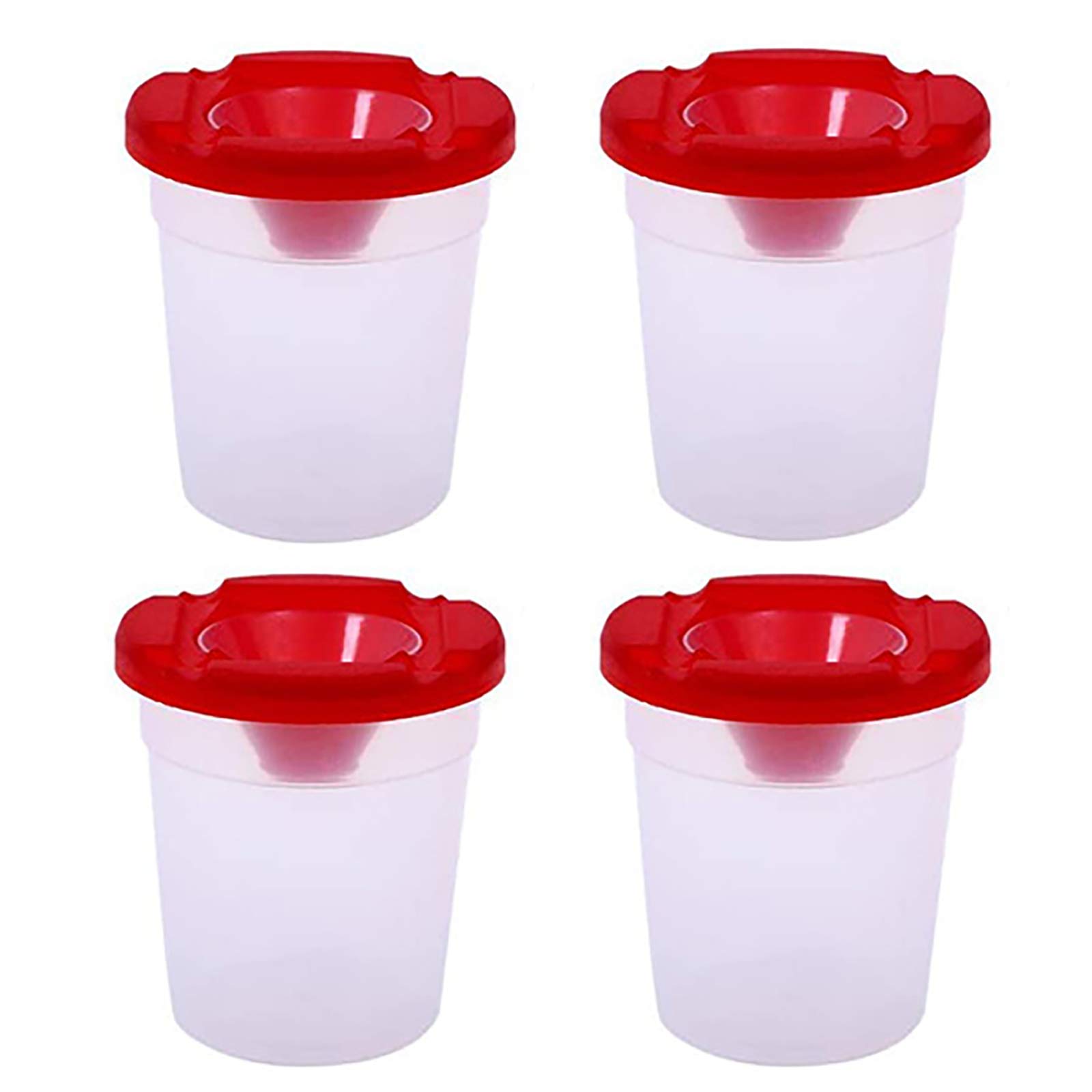 TopHomer 4Pcs Non Spill Paint Pots, Spill Proof Paint Cups with Lids for School Supplies Art Class (Red)