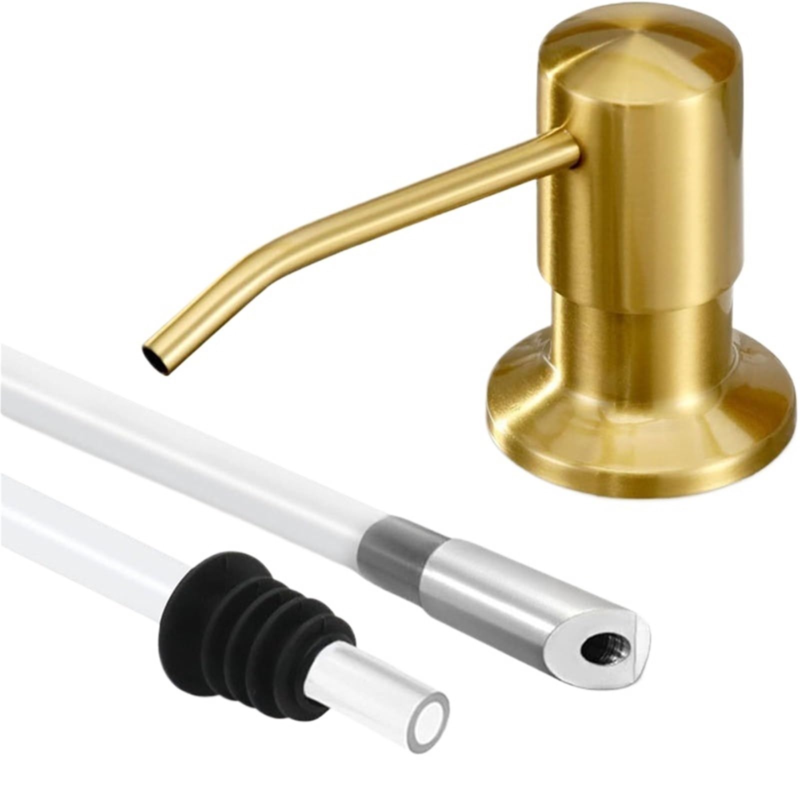 dispenser sapone per lavello cucina Dispenser di sapone for lavello a pressione in acciaio inossidabile 304 da 17 once/500 ml con tubo prolunga 120 mm Pompa for liquido cucina e bagno