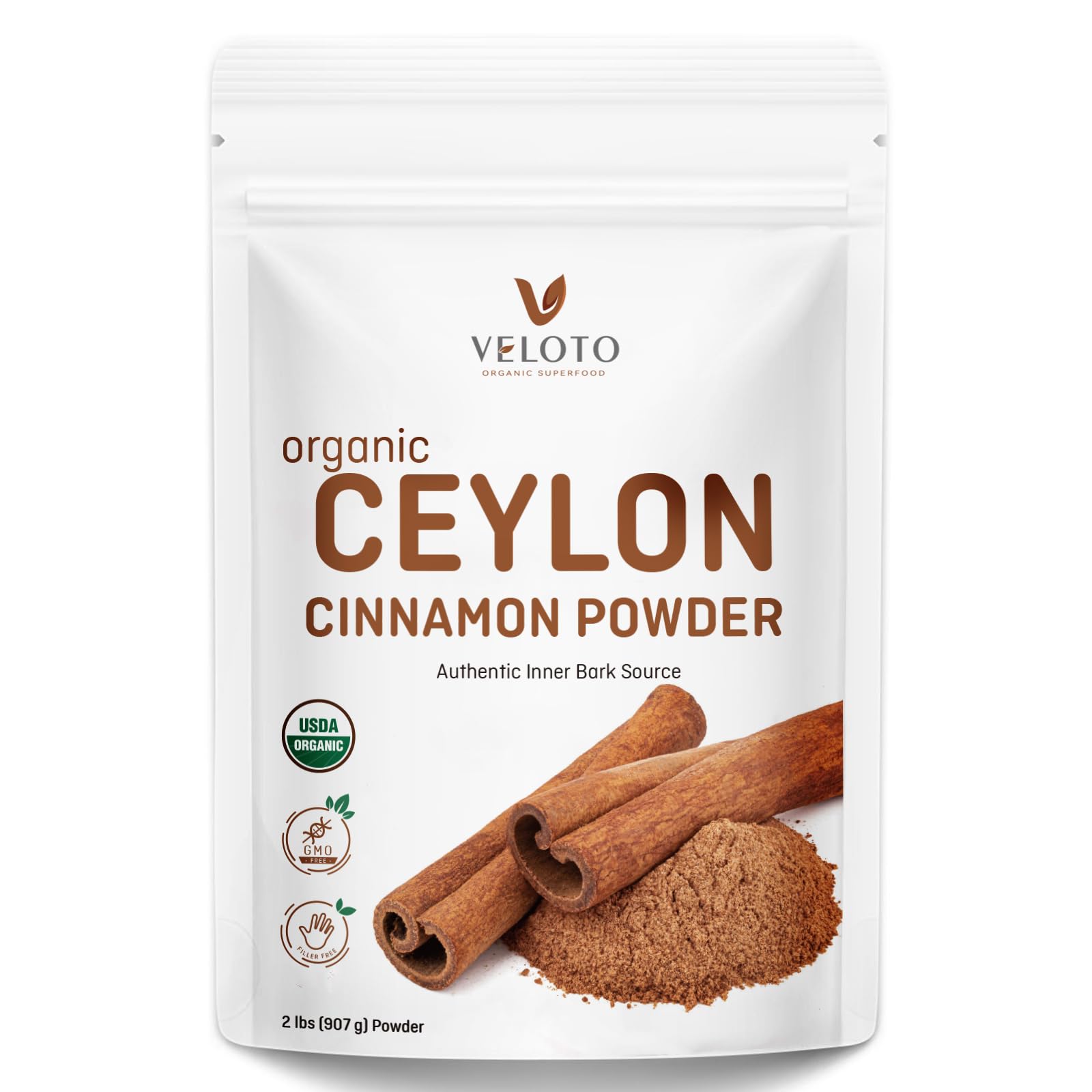 Bio Ceylon Zimtpulver 100% rein ohne Zusatzstoffe ohne Konservierungsstoffe GMO frei Vegan Perfekt zum Backen, Kochen und Getränke 907G