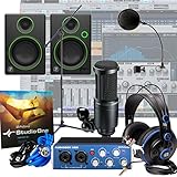 Presonus AudioBox + AT2020 + Mackie CR4 + Mic Stand Home Recording Bundle Studio