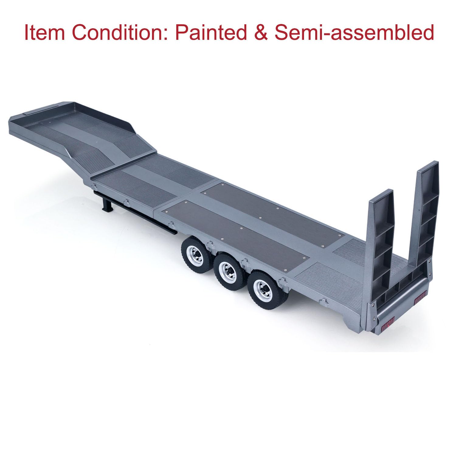 Semirremolque de plástico de 73,5 cm de plataforma plana 1502 para tractor de control remoto 1/18, camión Huina 1501, patas de soporte electrónico, tablero trasero para pasatiempos de adultos