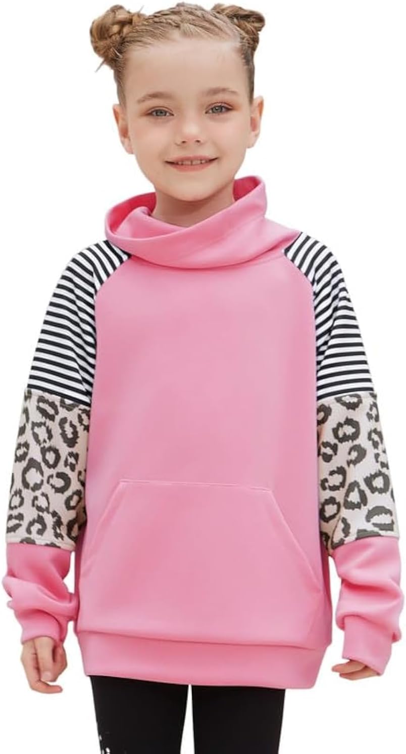 Mirawise Girls Sweatshirt Long Sleeve Hoodie Shirts Pullover Sweater Oversized Cute Clothes Kids Outfits Tops with Pocket