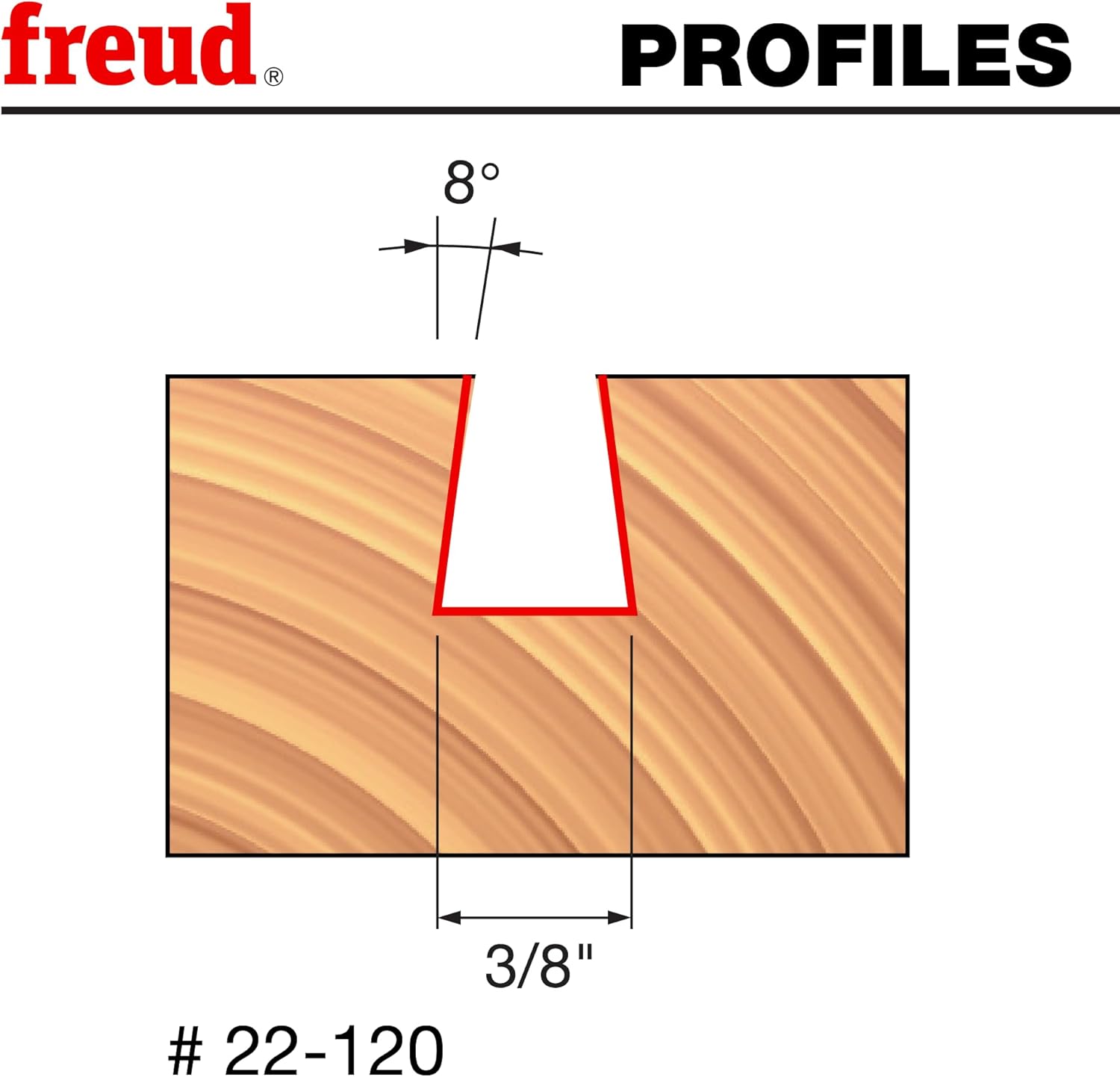 Freud 22-120: 3/8" (dia.) Dovetail Bit with 1/4" shank, 1/2" carbide height