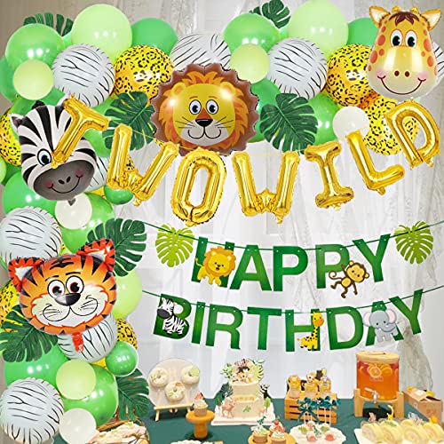 Jungle-Birthday-Party-Decorations-Safari-ballonnen-Garland-Arch-Kit-benodigdheden-TWEE-WILD-dierenballonnen-groene-kunstmatige-palmbladeren