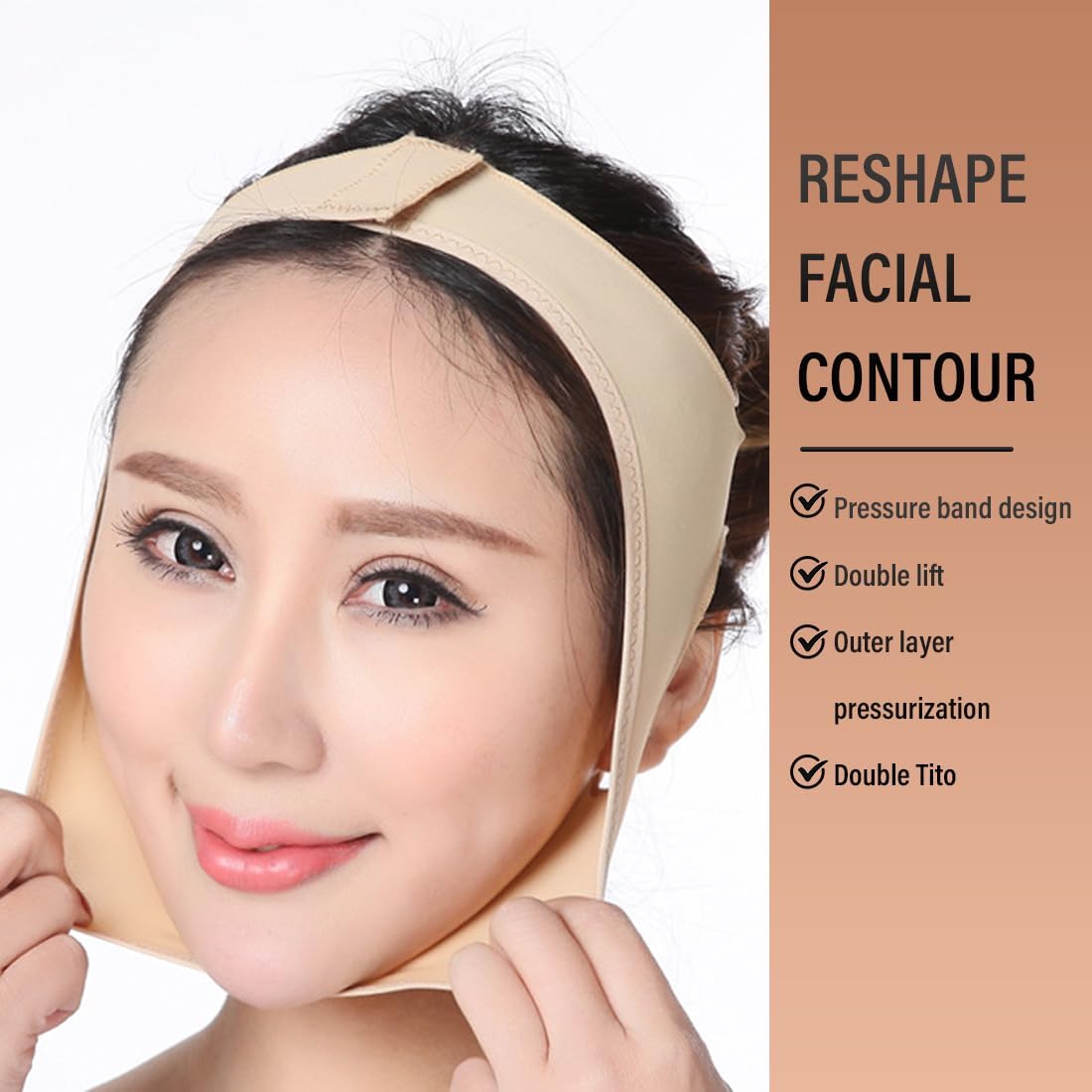 Reductor de Papada, V Line Lifting Mask Correa Facial, V Line Lifting Máscara Correa, Reductor Doble de La Barbilla para Las Mujeres Los Hombres Elimina La Flacidez