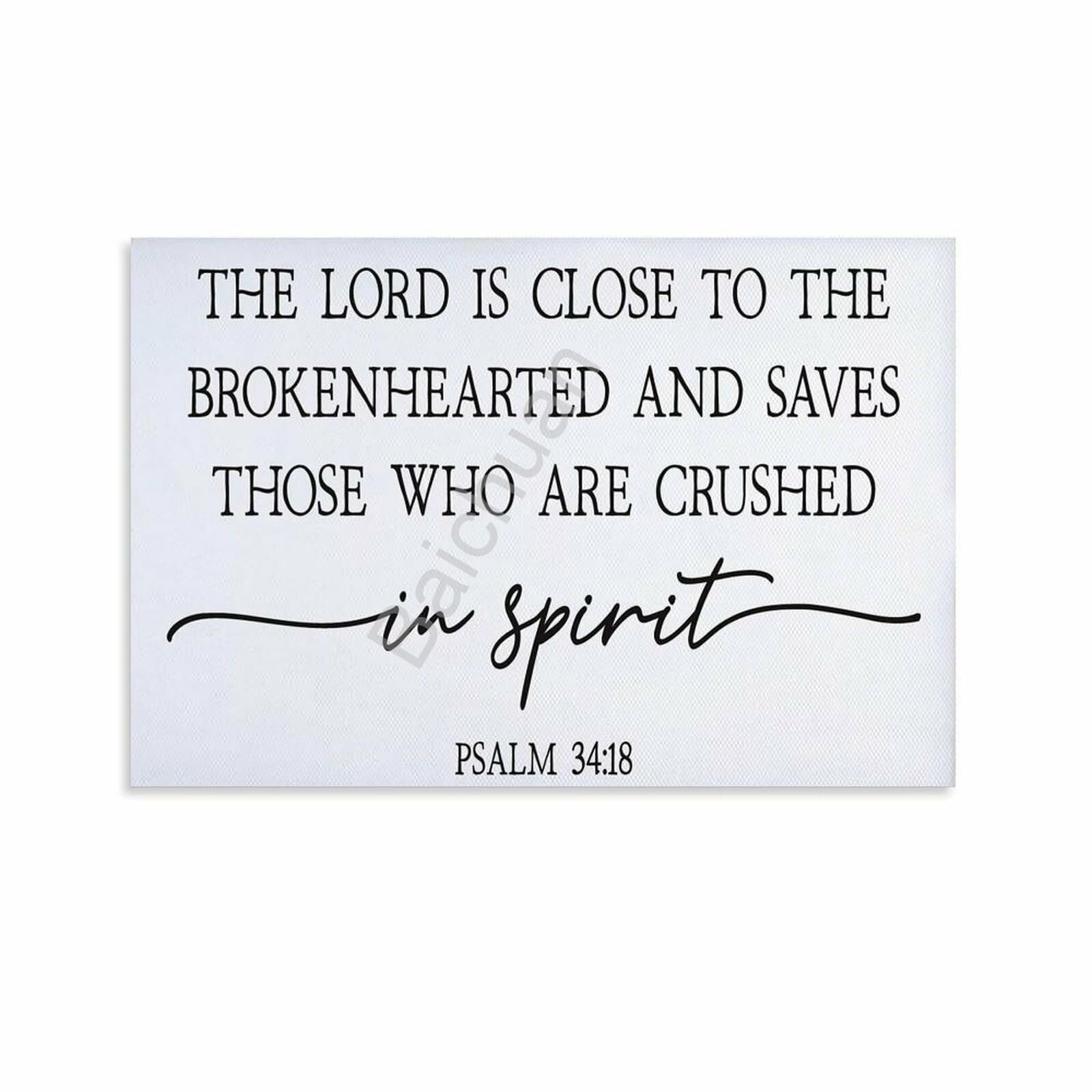 KCDFDVJFBM Bible Verse Art: Psalm 34:18 Christian Scripture Poster for Church and Home(Unframed,12x18inch(30x45cm))