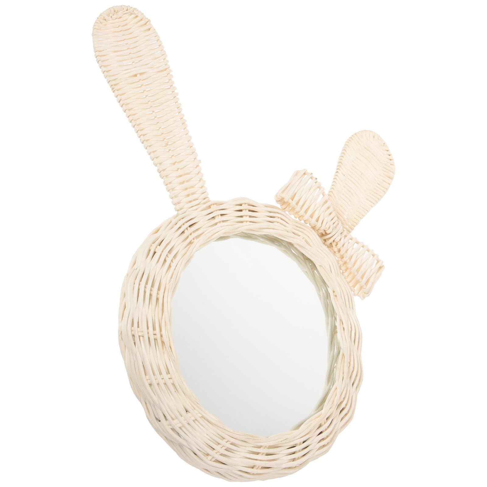Espejo Colgante de Pared de Ratán Blanco Multipropósito para Baño y Sala, Decoración Elegante y Delicada para Maquillaje y Ambiente Moderno