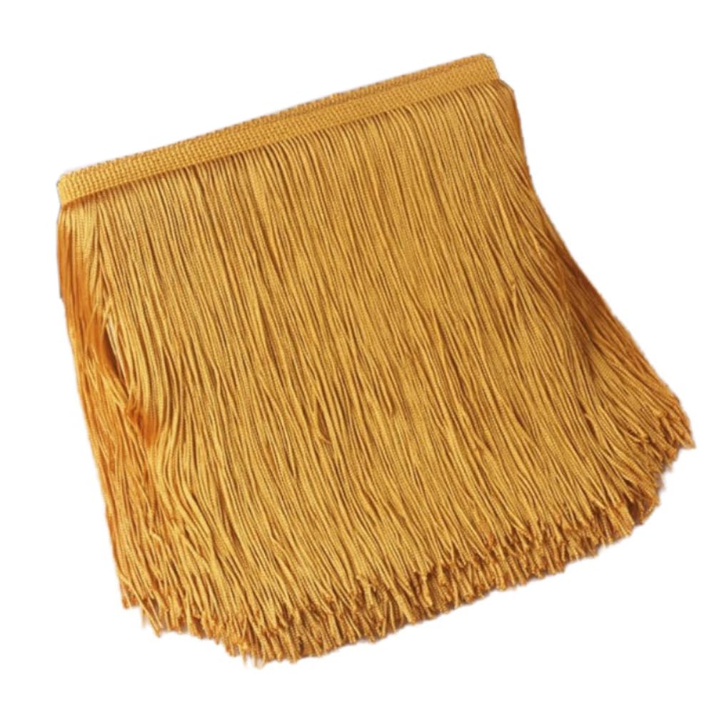 Blausky 15 cm x 2 m Wide Tassel Fringe Trim Dance Fringe Cut Fringe Silky Fringe Ribbon Decorative Ribbon Fringe Trim Ribbons for Sewing, for Latin Dress Lingerie Curtains, Gold B