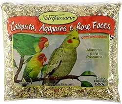 Ração para Pássaros Mistura para Calopsita, Agapornis e Rose Faces Nutripássaros-500g