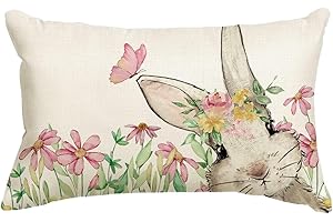 Easter Bunny Pillow Covers - Floral Garland Bunny Throw