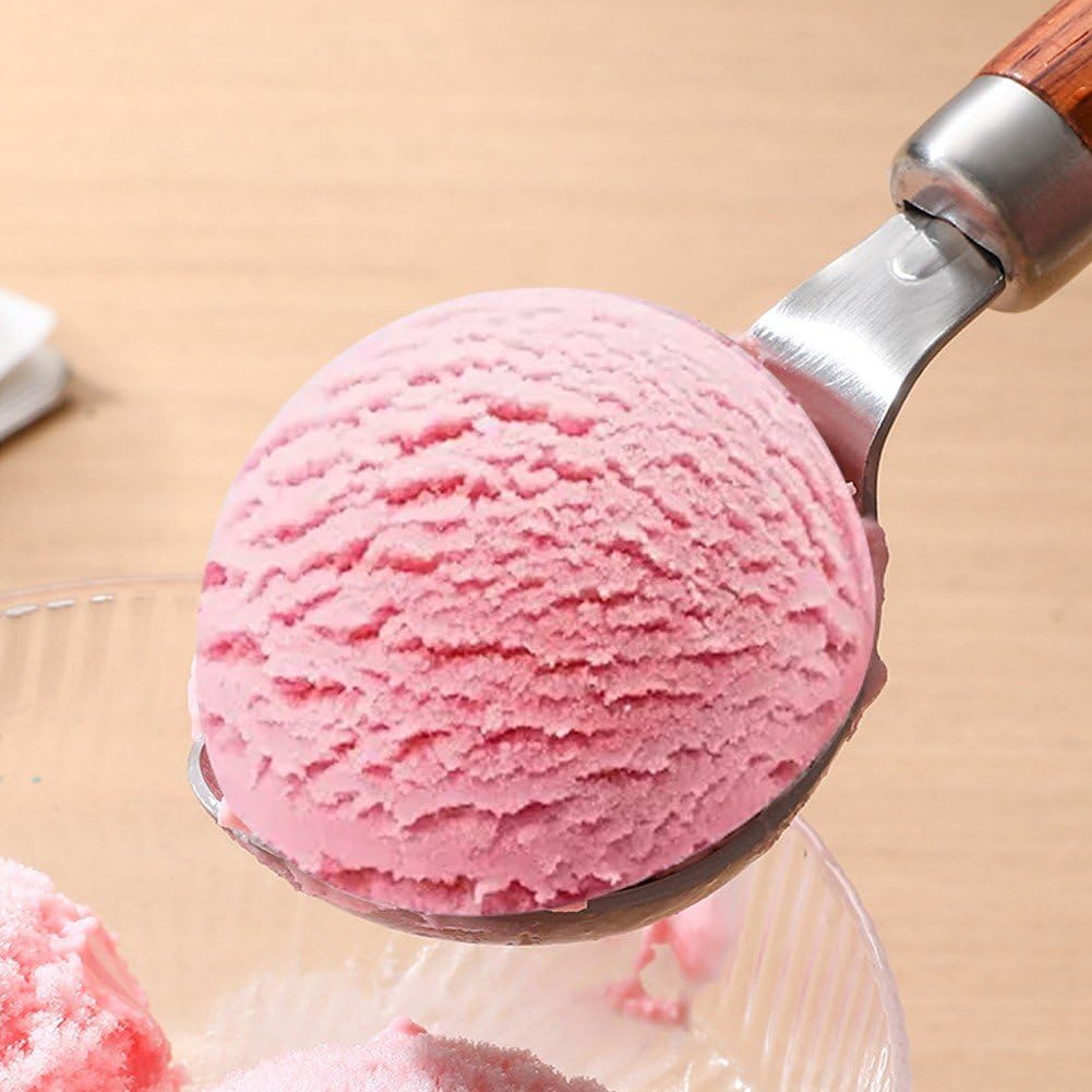 Łyżka do lodów ze stali nierdzewnej drewniany uchwyt łopatka do owoców melon Baller łyżka do ciasteczek łyżka kuchenna do tłuczonych ziemniaków, klopsików
