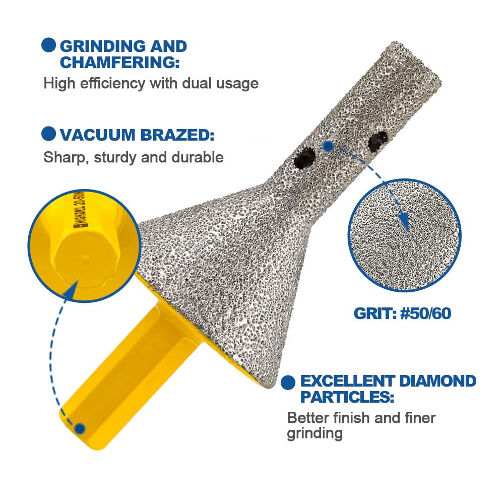 HIGHDRIL Diamond Beveling Chamfer Bit - Diamond Countersink Finger Bit for 3/8"-1-3/8" (10-35mm) Hole Enlarging Shaping Trimming in Porcelain Ceramic Tile Granite Marble Quartz