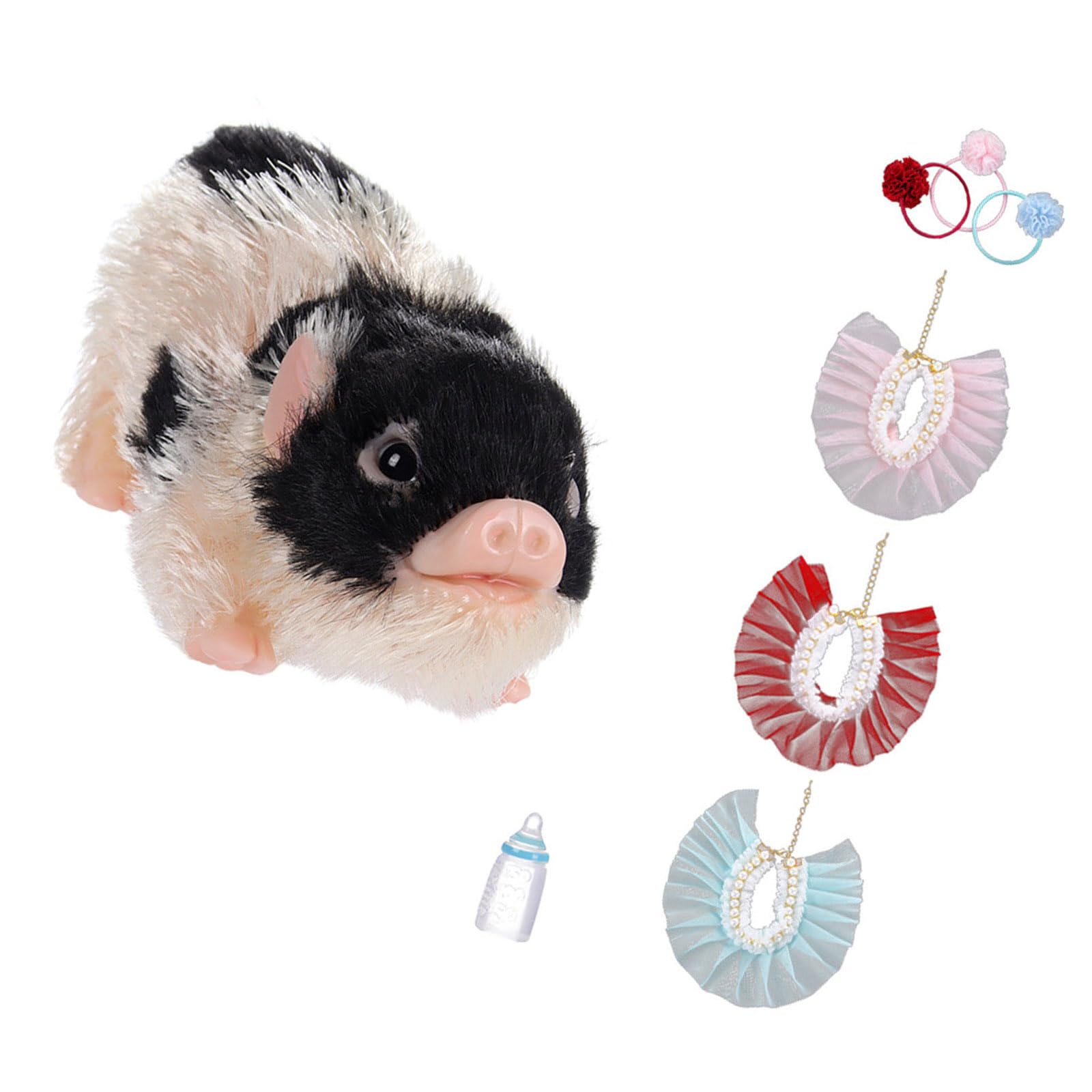 Interaktives Piggy Squeeze Tierfigur Reborns Spielzeug mit Spitzenkleid Rollenspiel für Vorschulkinder Geschichtenerzählaktivität Kleinkind Lernspielzeug