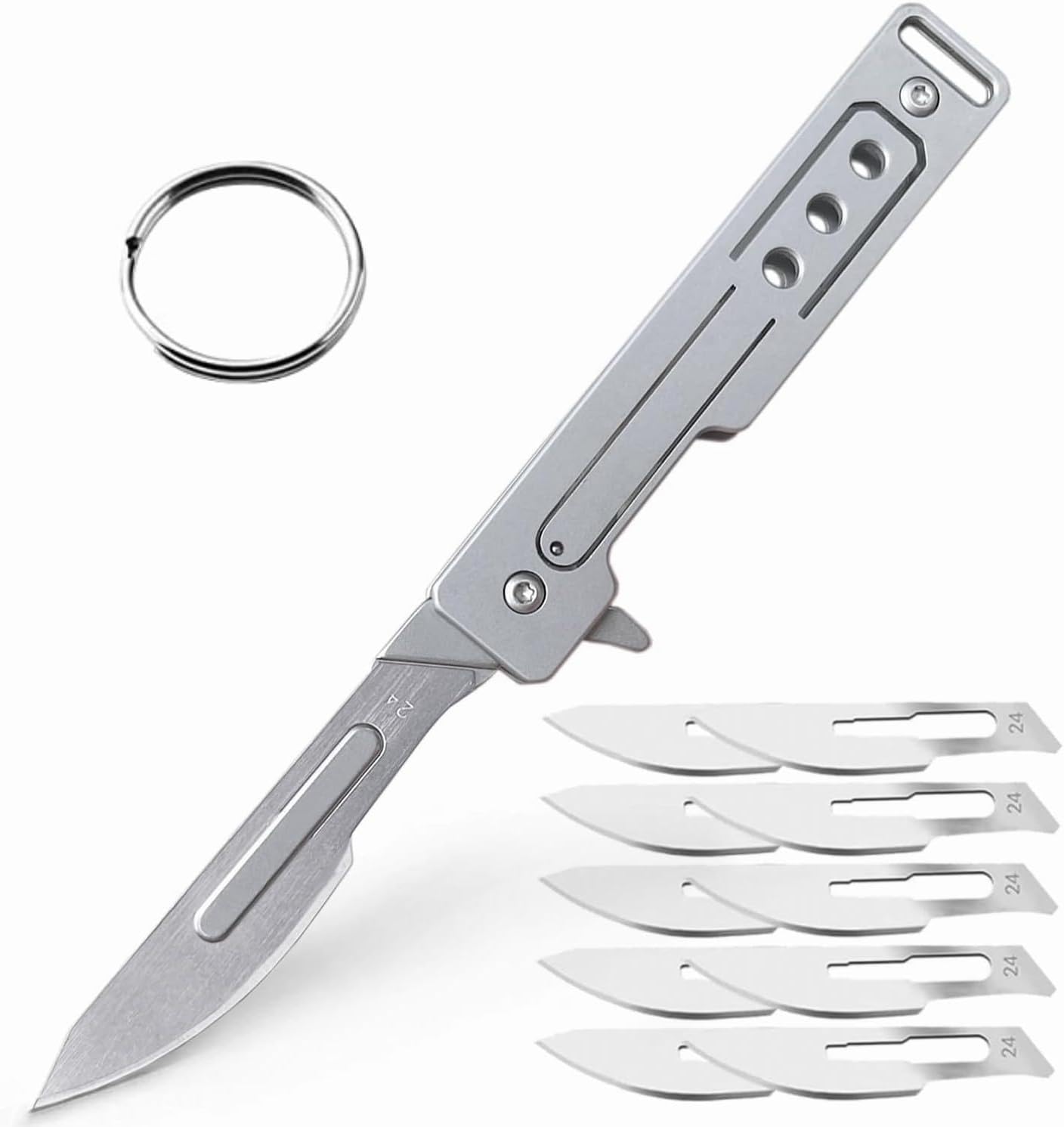 MLTUOYING Utility Knife Blade Foldable Carbon Steel Unpacking Blade DIY Cutting Hand Tools 24# x10pcs Replaceable Blade for Professional Wallpaper Cutting Camping Hiking