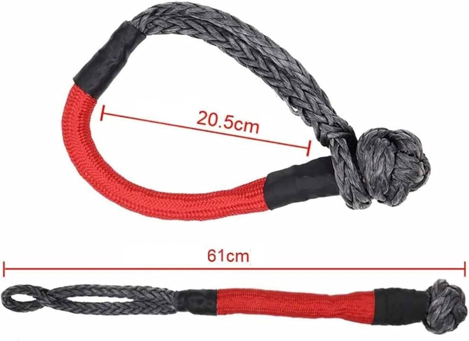 2 Pieces Soft Shackle Accessories High Strength Replace Part Multifunctional Red Winch Rope Recovery Strap for Vehicle