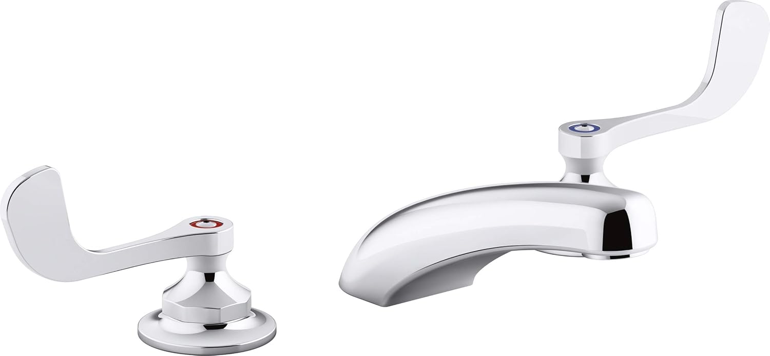 KOHLER 0.5 gpm widespread bathroom sink faucet with laminar flow and wristblade handles, drain not included