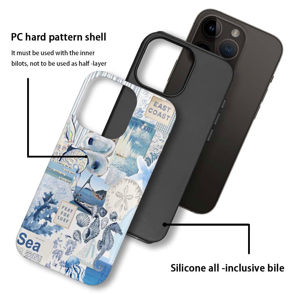 Compatible Con IPhone 11, Diseño Estético Azul Rústico De