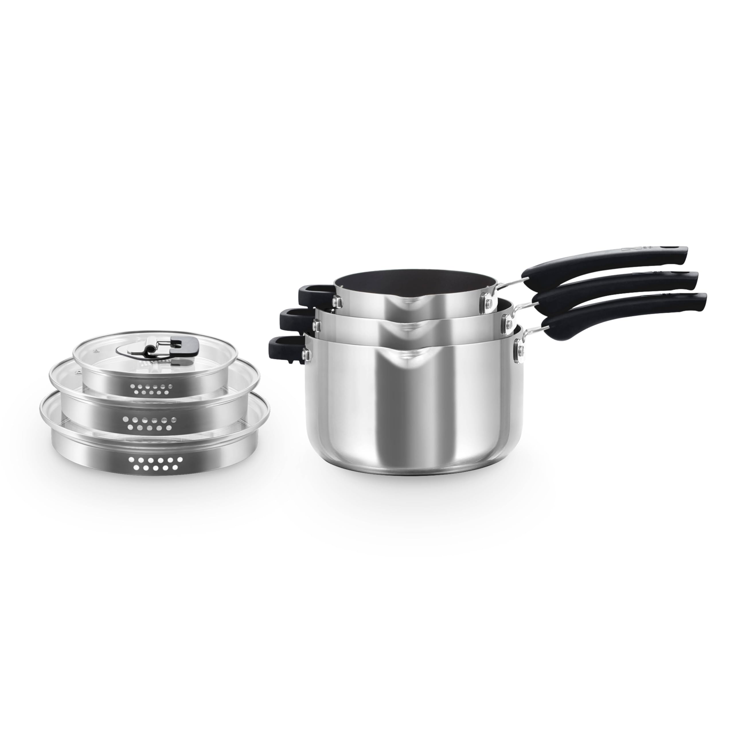 Sartenes antiadherentes Zakarian by Dash para ahorrar espacio en tus armarios de cocina con estilo
