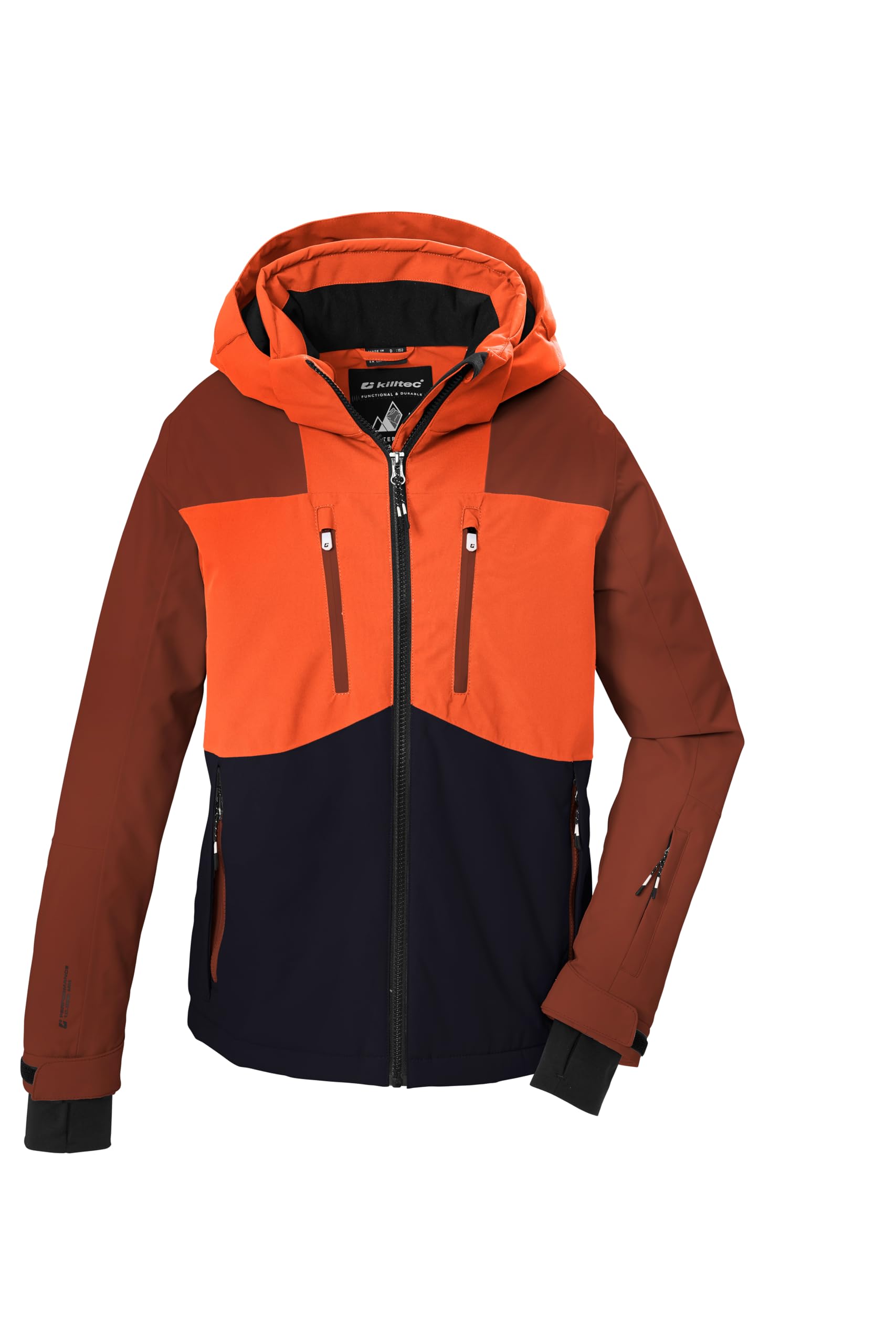 killtec 44874-000 KSW 216 BYS SKI JCKT Veste de ski fonctionnelle pour garçon avec capuche zippée amovible et jupe pare-neige Marron 164 cm