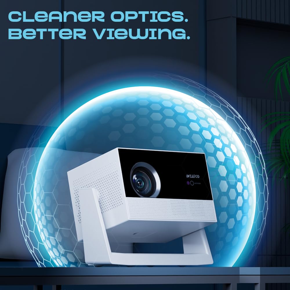 WZATCO Lunar Fully Automatic Native 1080P Android 14 Projector 4k Ultra HD for Home | Sealed Engine | 750 ANSI | ARC | Dual Speakers — Amazon image 3