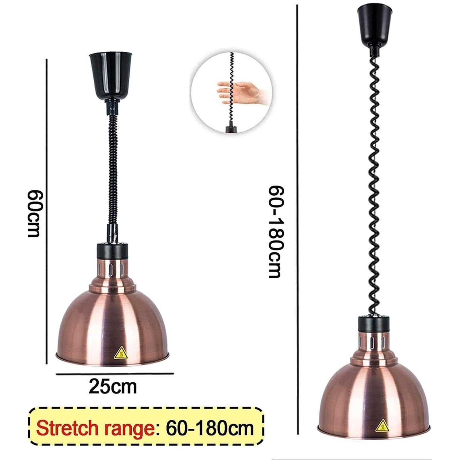 Lampada scaldavivande commerciale, lampada riscaldante da 250 W for alimenti, lampada riscaldante a buffet sospesa retrattile, attrezzatura da cucina for hotel commerciali, forniture for ristoranti(B,