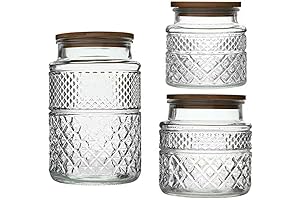 Decorative Vintage Embossed Glass Storage Jars