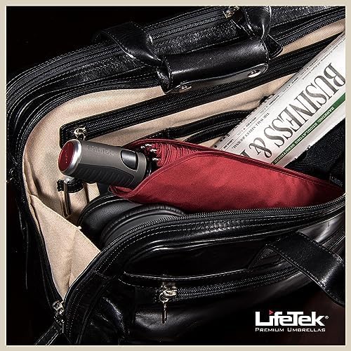 LifeTek Premium Travel Umbrella - Windproof & Compact for Men & Women, Automatic Open Close, Fits in Purse Laptop Bag or Backpack, Strong Frame for Heavy Rain & Sun UV Protection - Image 9