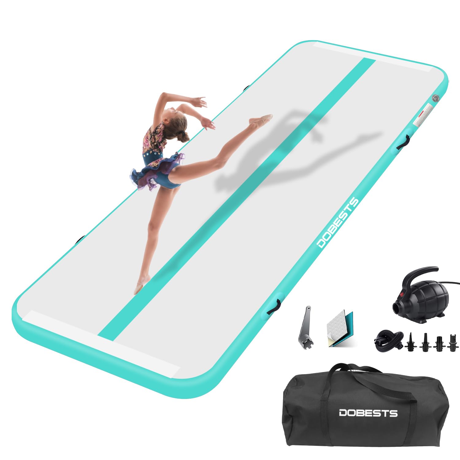 Air Tracking Mat - Tappetino da ginnastica, altezza 10-20 cm, gonfiabile, misura 2/3/4/5/6/7/8 m, con pompa ad aria elettrica