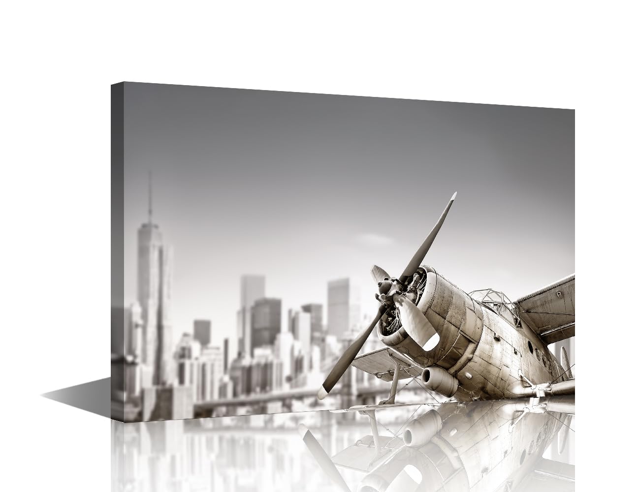 TUMOVO Airplane Air Force Poster Wall Art Painting on Canvas Warplane Bedroom Airplane Wall Art Modern Home Decor Retro House Decorations for Living Room Bathroom Pictures Stretched Framed 18x12in