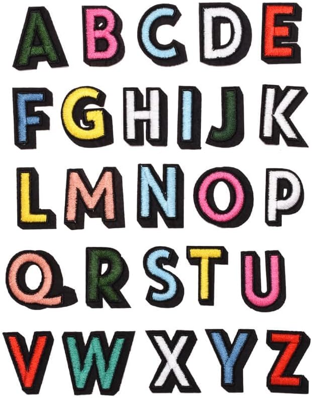 ワッペン アイロン アルファベット アップリケ 刺しゅうパッチ (52枚)