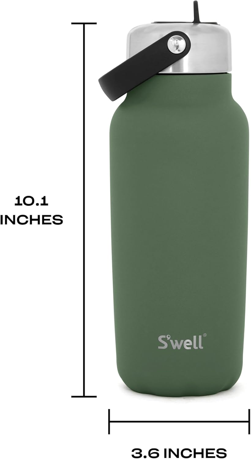 S'well Recycled Stainless Steel Explorer with Flip Straw Lid, 32oz, Green Jasper, Triple Layered Vacuum Insulated Containers Keeps Drinks Cold for 42 Hours and Hot for 10 - Image 4
