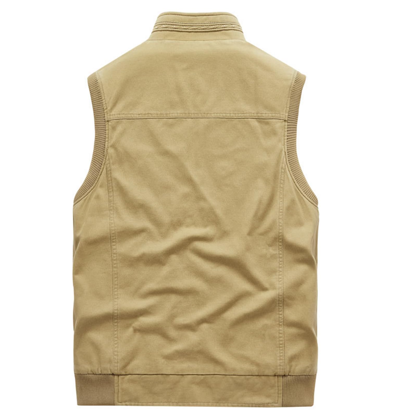 Uomo Vest Multi Tasca Smanicato Panciotto All'aperto Cotone Giacca Pesca Giubbotto Sport Panciotto Cappotto Traspirante Fotografia Campeggio Outwear Top Khaki-XXL