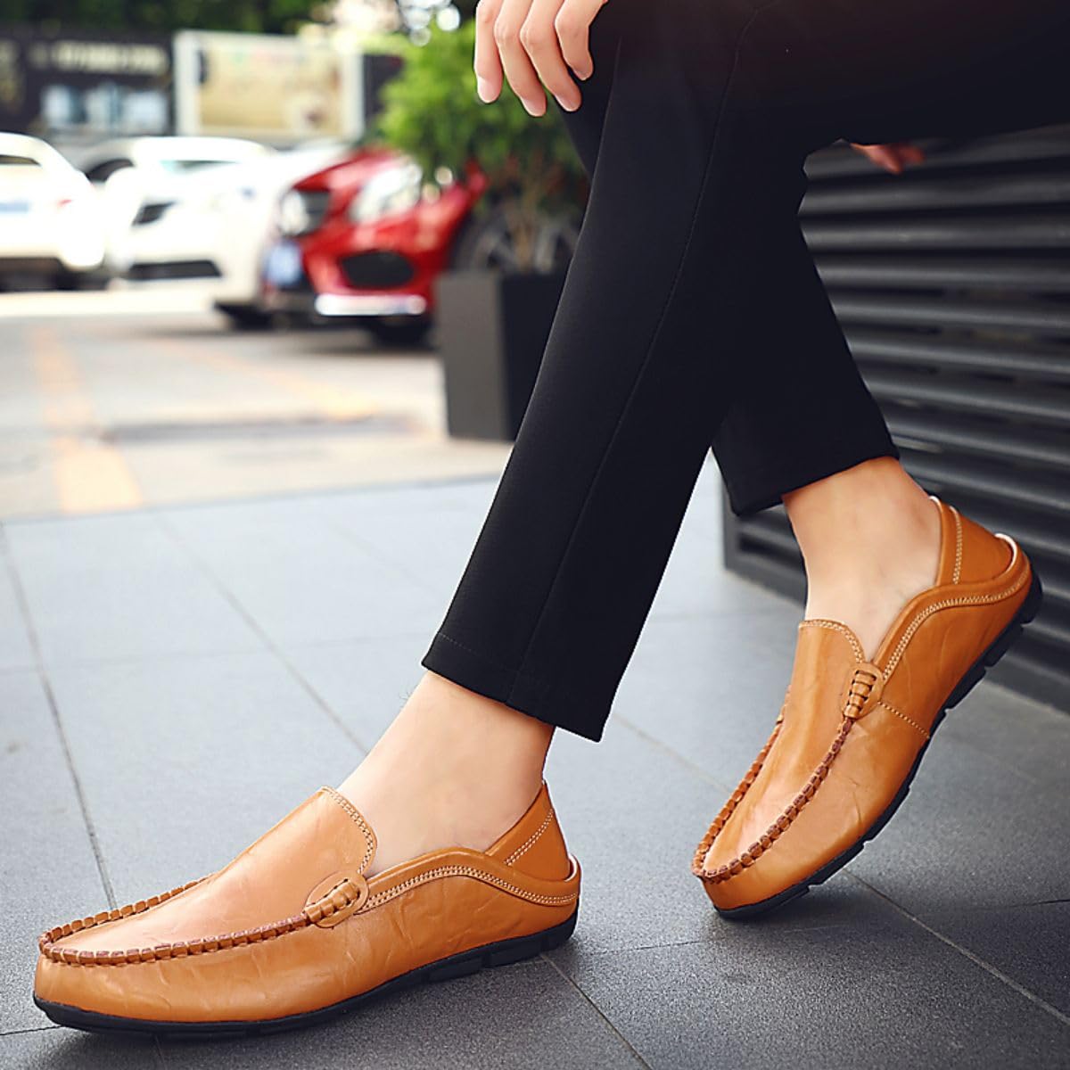 Mocasines de Hombre Mocasines Zapatos Hechos a Mano de Cuero Slip On Driving Business Shoes
