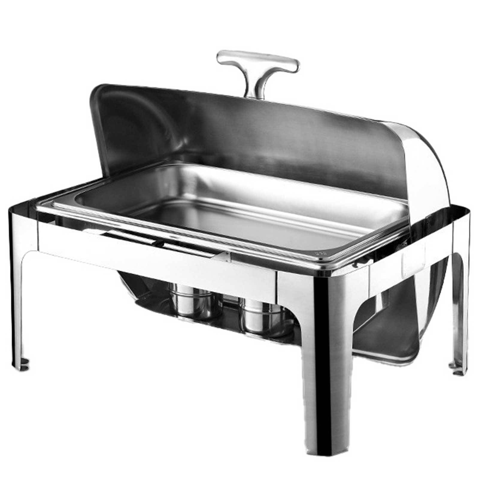 Juego de platos de acero inoxidable para bufé, juego de calentador rectangular de catering con bandejas, sartén y tapa para cocina, fiesta y banquete