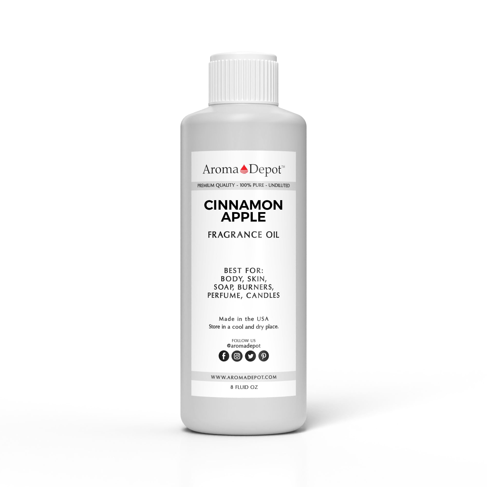 Aroma Depot Cinnamon Apple 8 fl oz. Fragrance Oil I Perfume I Scented Oil. DIY Projects Such as Candles, Bath Bombs, Body Butters, Creams &amp; Lotions. Few Drops in The Diffuser, Burners, or Warmers.