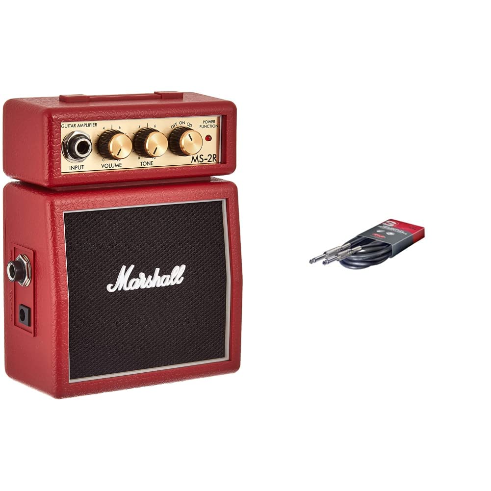 Marshall MS-2R MS2 Mini Amp, red [UK Import] & Stagg Hochwertiges Instrumentenkabel Klinken-Stecker, 1,5 m