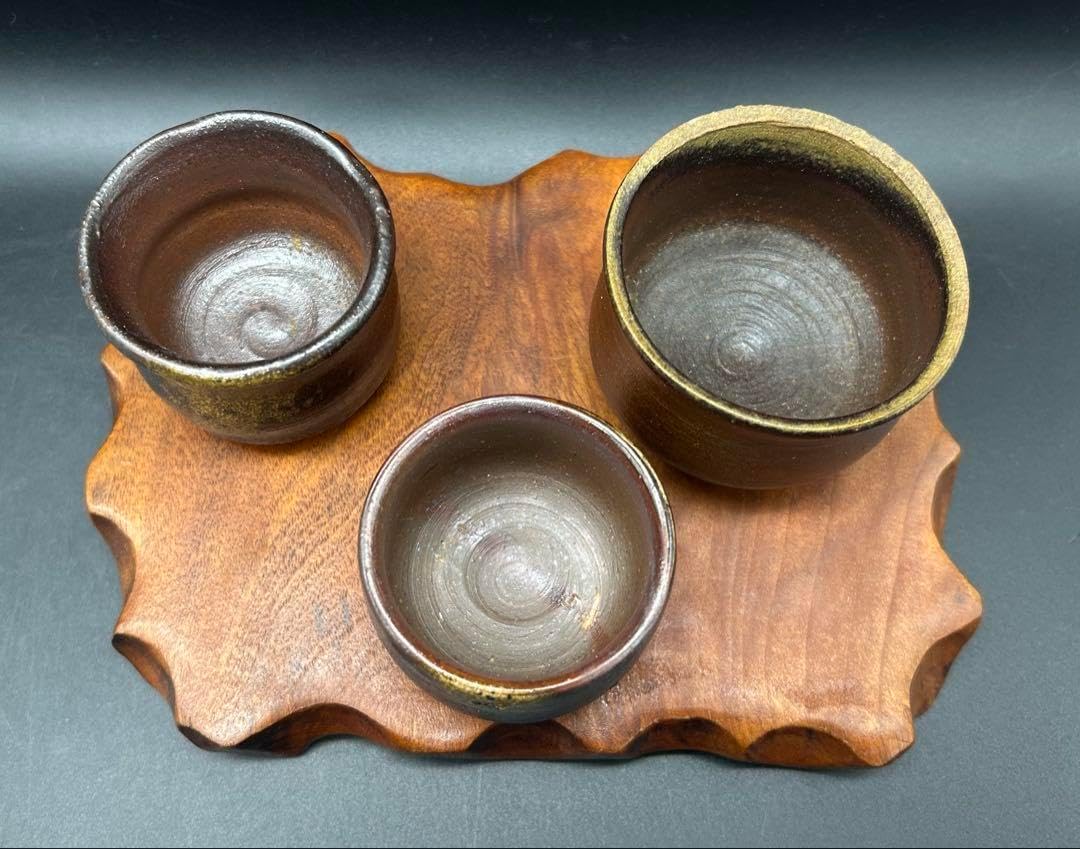 高力芳照　陶器の酒器セット 高力芳照 陶器の酒器セット 備前焼 陶器 酒器 お猪口 ぐいみ <