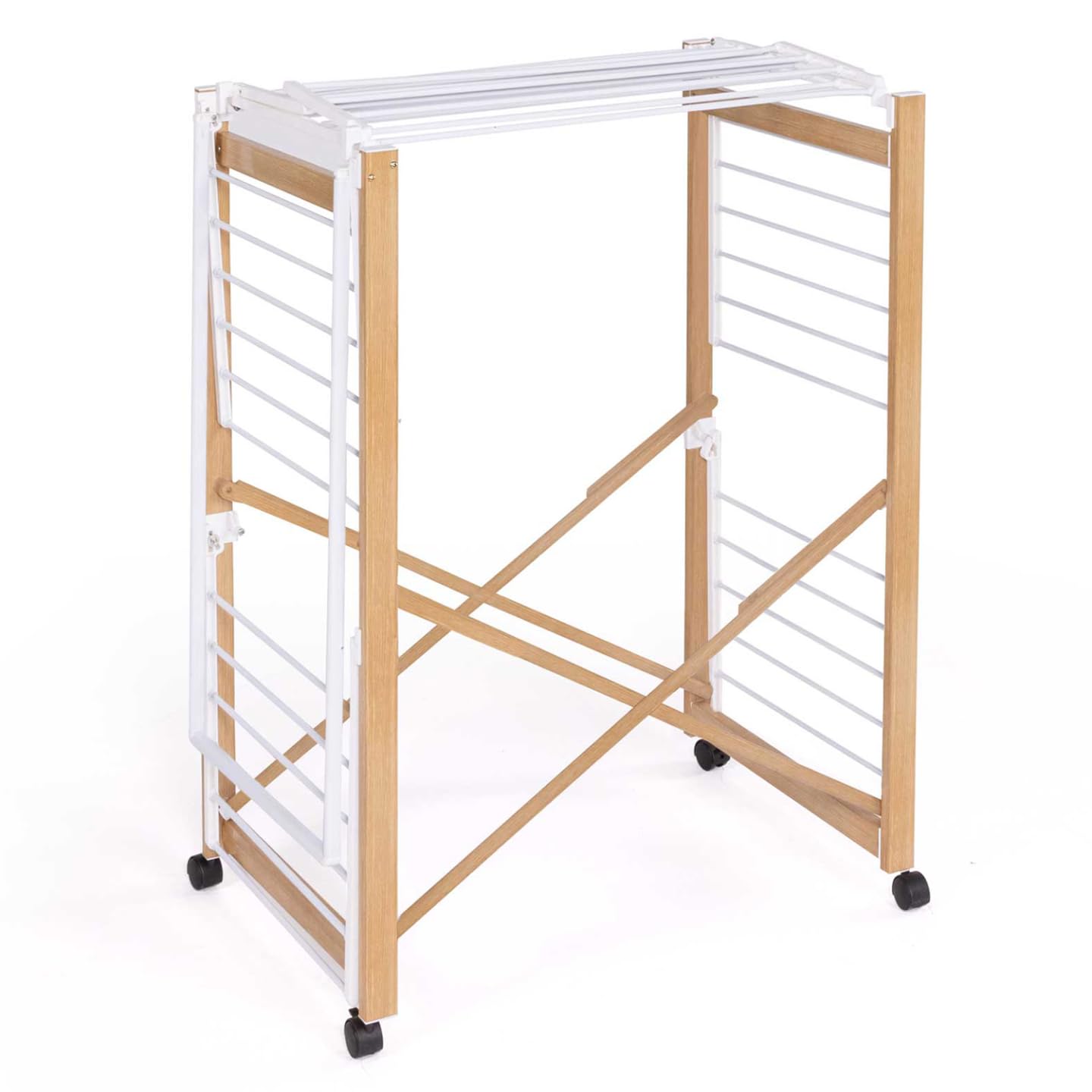 IDMarket - Stendibiancheria di design DELUXE in finto legno con appendiabiti