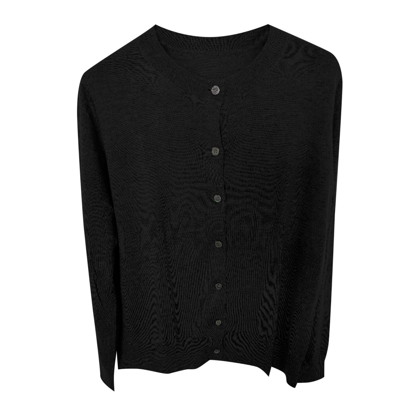 Generisch Cárdigan de punto para mujer, ligero, corte ajustado, chaqueta de punto de manga larga con cuello redondo y parte delantera abierta