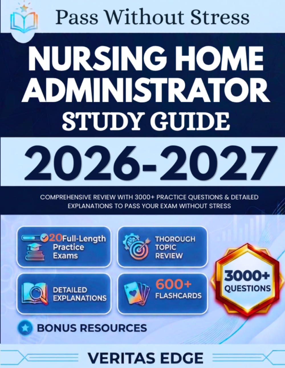 Nursing Home Administrator Study Guide 2026-2027: Comprehensive Review with 3000+ Practice Questions & Detailed Explanations to Pass Your Exam Without Stress