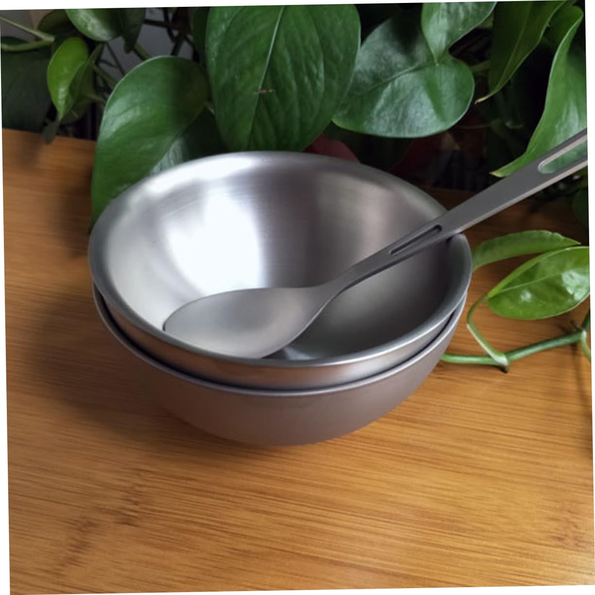 HANABASS Camping Accessories Titanium Double Layer Bowl Lightweight for Hiking Trips