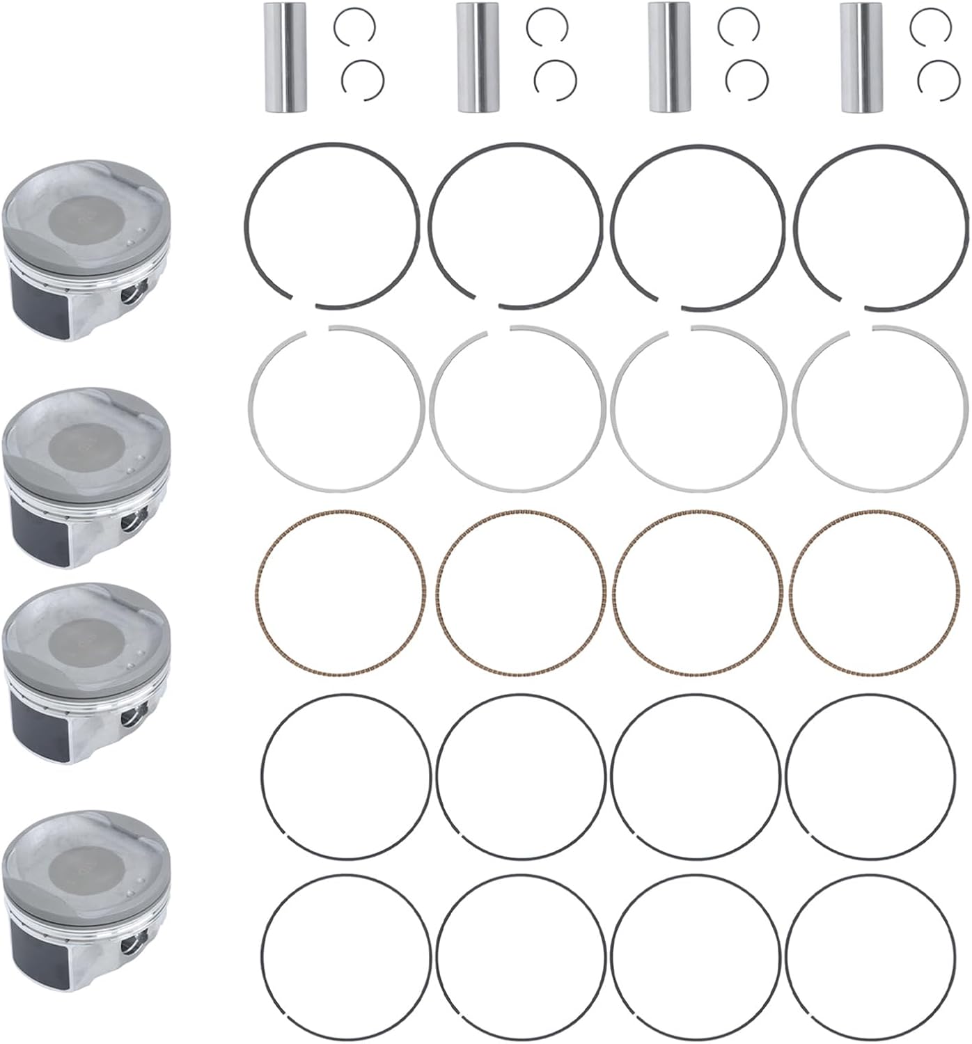 labwork Pistons with Rings Kit Replacement for Scion TC XB 2008-2013 Replacement for Toyota Corolla Rav4 2006-2011 2.4L 2AZFE 13011-0H031